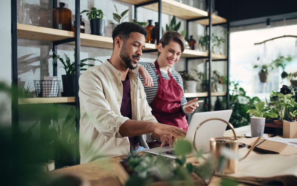 A small floral business headed by a man and a woman